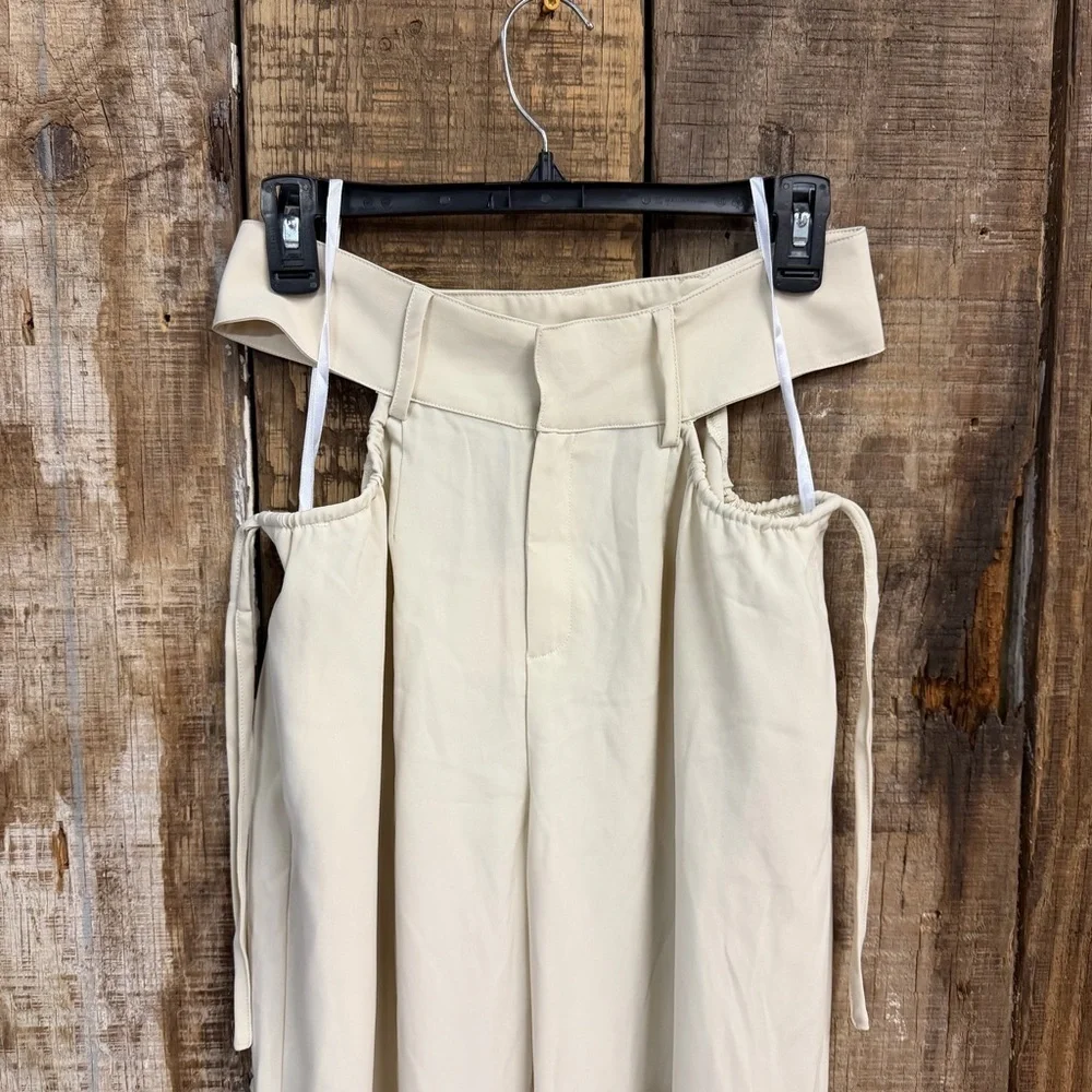 Superdown Benny pants cut out Cream Wide-Leg trousers Revolve NWT M - Picture 8 of 9
